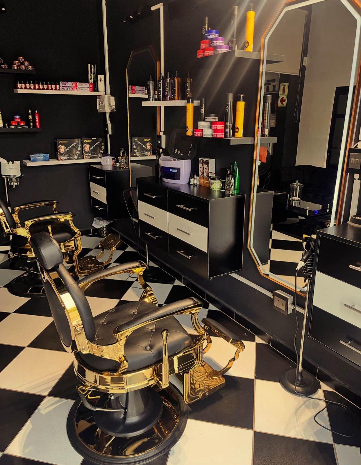 Barber trimming beard with razor